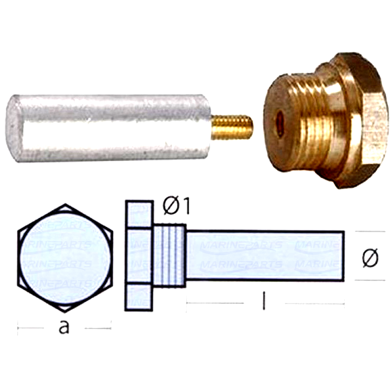 Anoda ołówkowa Bukh śr.12 dł.35 w komplecie z zatyczką mosiężną gr. 3/8'' UNC